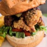 Hibiscus Cafe Oistins Barbados Delicious Crispy Fried Chicken Sandwich With Island Salad