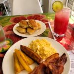 Hibiscus Cafe Oistins Barbados Hearty Make your own Breakfast Plate With a thirst quenching cold lemonade drink